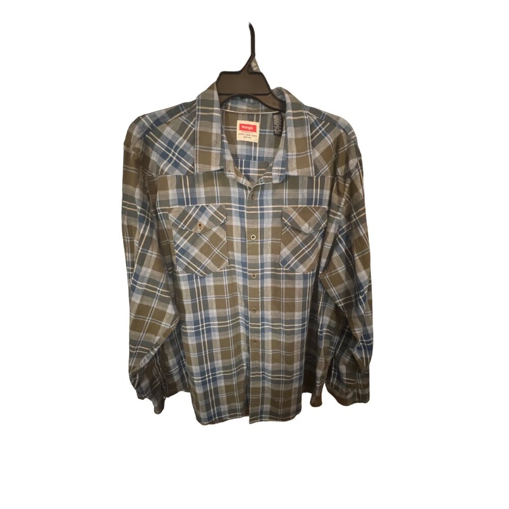 Wrangler Brown Plaid Flannel Button Down Shirt Men's‎ Size 3XL